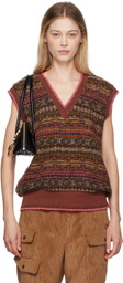 Anna Sui Multicolor Jacquard Vest