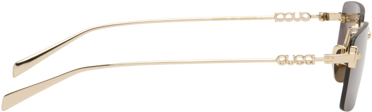 Gucci Gold Rectangular Frame Sunglasses