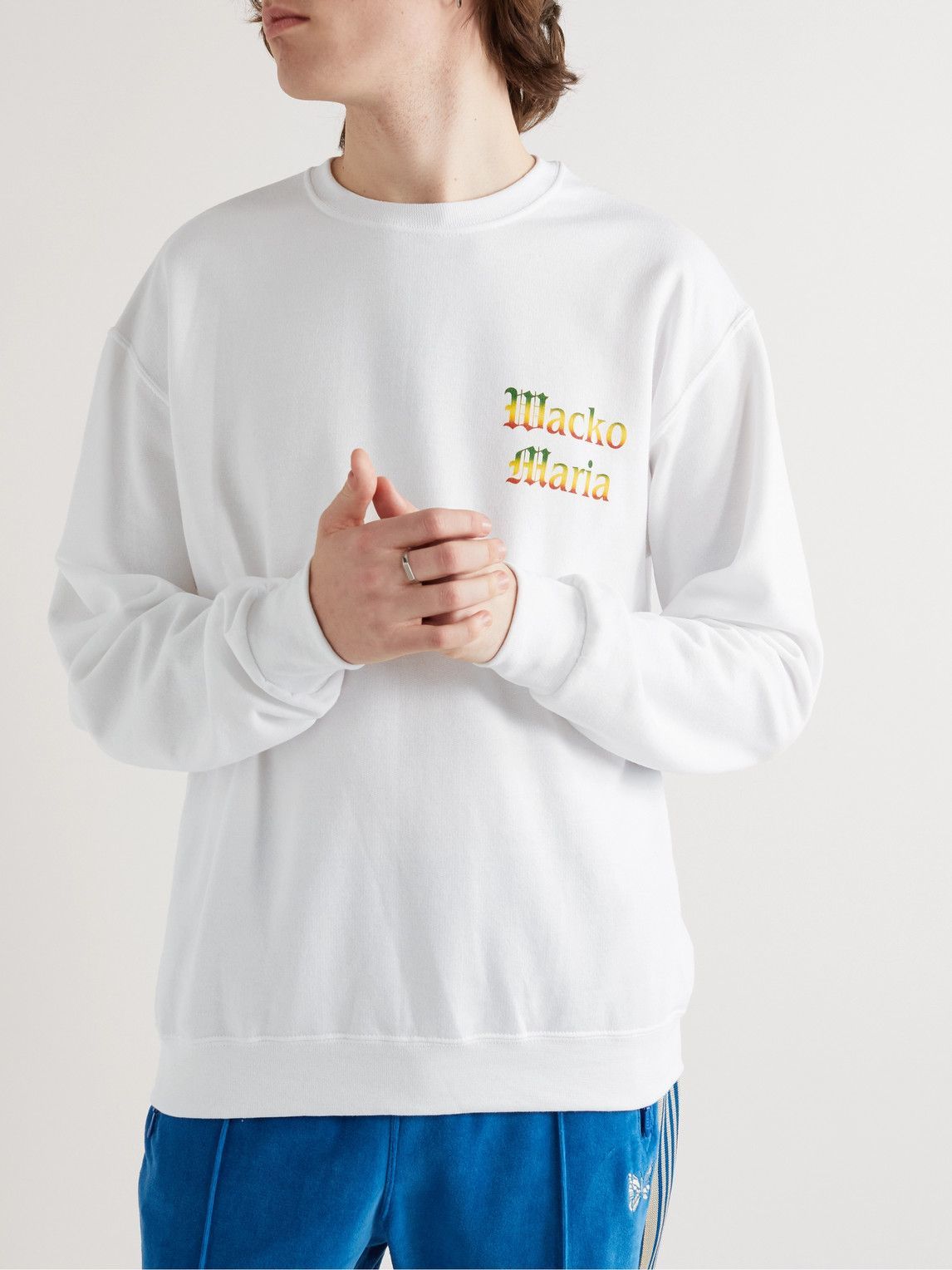 Wacko Maria - Logo-Print Cotton-Blend Jersey Sweatshirt - White