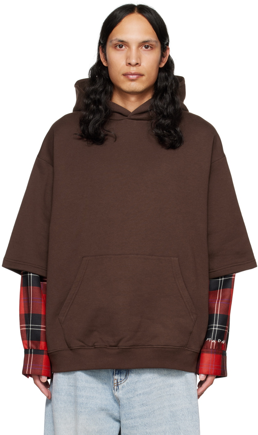 Marni Brown Layered Hoodie Marni