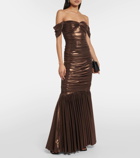 Norma Kamali Walter off-shoulder mesh gown