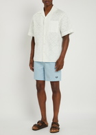 Fred Perry Logo-embroidered Shell Swim Shorts Light Blue