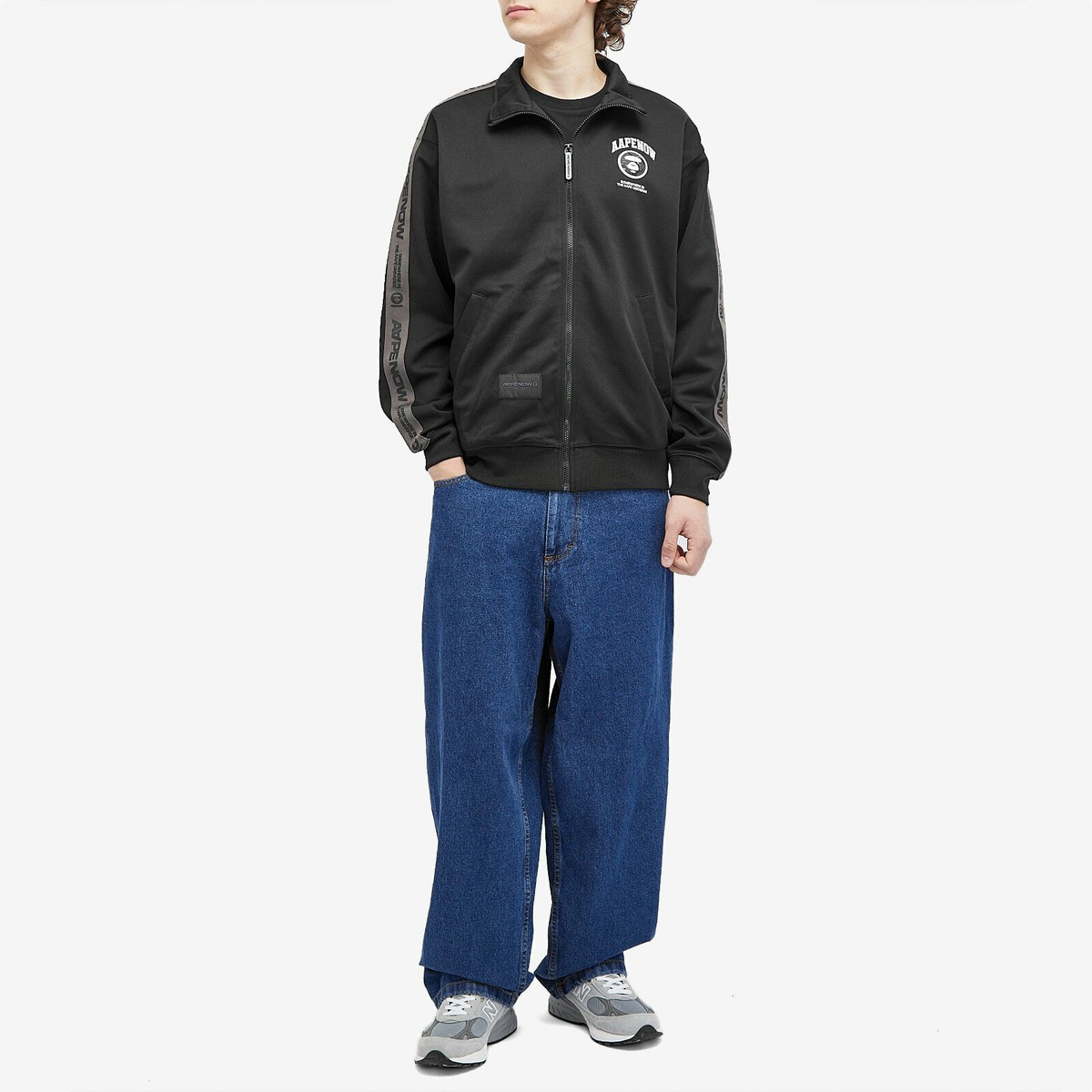 Men's AAPE Zipped Jersey Track Jacket in Black AAPE by A Bathing Ape