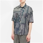 FDMTL Men's Short Sleeve Bandana Patchwork Shirt in Khaki
