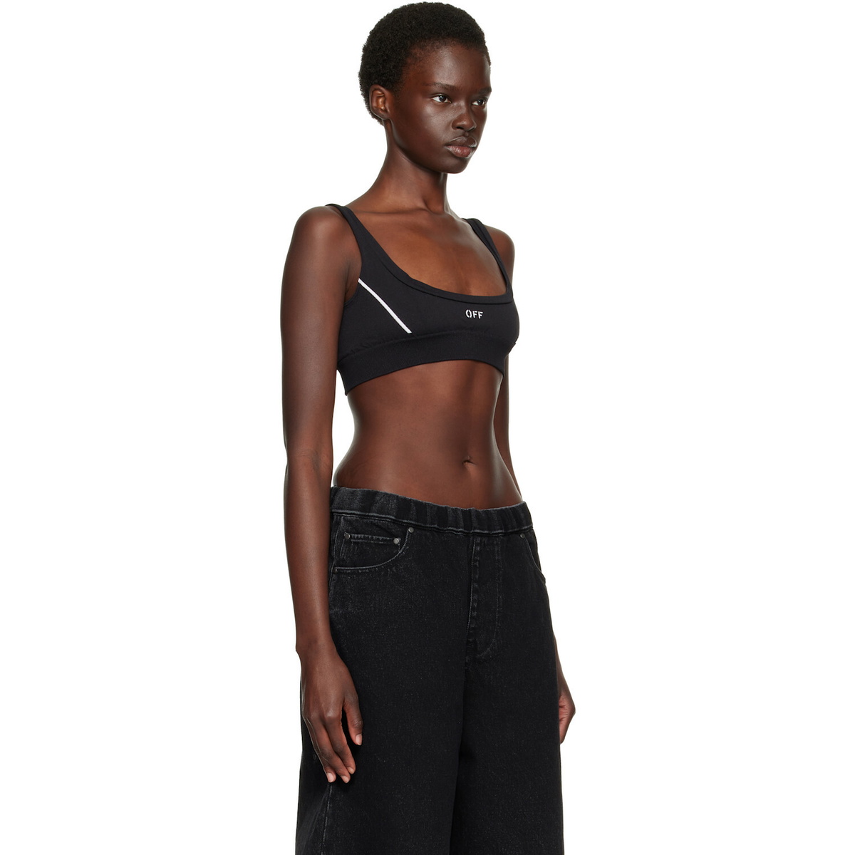 Off-White Black 'Off' Stamp Seamless Sport Bra