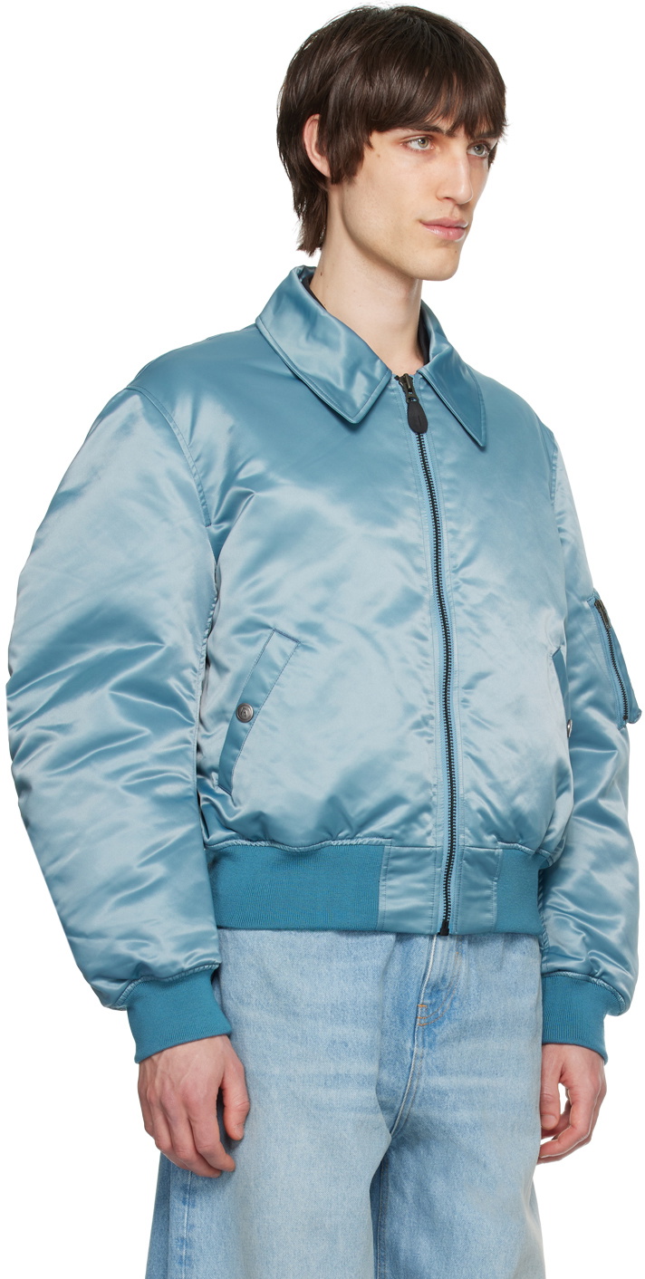 Martine Rose Blue Spread Collar Bomber Jacket