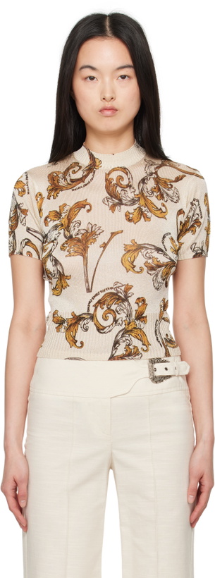 Photo: Versace Jeans Couture Beige Outline Barocco Lurex Sweater