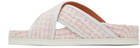 Thom Browne Pink & White Tweed Criss-Cross Flat Sandals