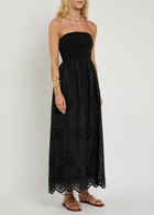 Matteau Strapless Broderie Anglais Cotton Midi Dress Black