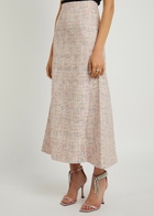 Huishan Zhang Vicky Embellished Tweed Midi Skirt Pink