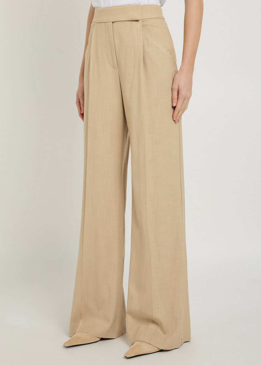 Veronica Beard Marbeau Wide-leg Trousers Khaki