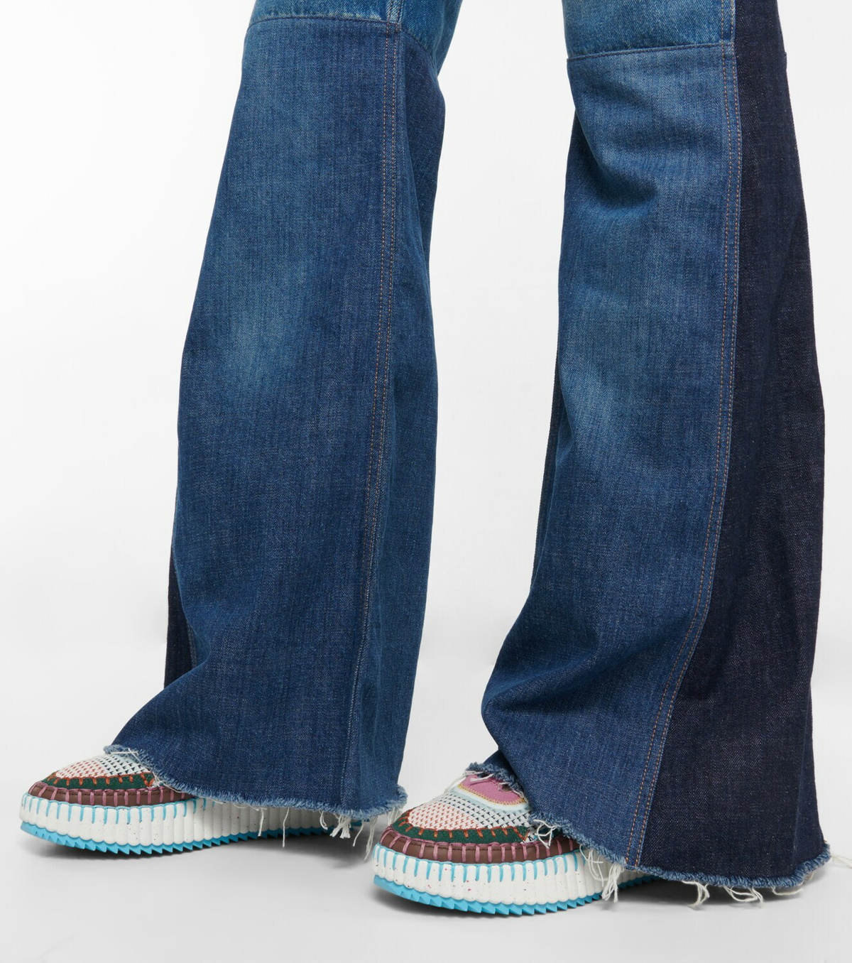 Chloe Nama Stitch Grip Walking Sneakers in Horizon Blue Size 36