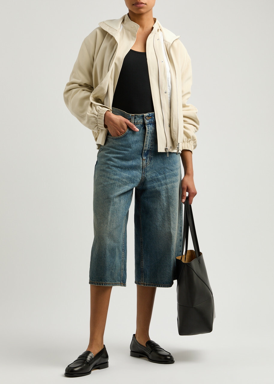 Helmut Lang Layered Silk and Satin Bomber Jackets Cream