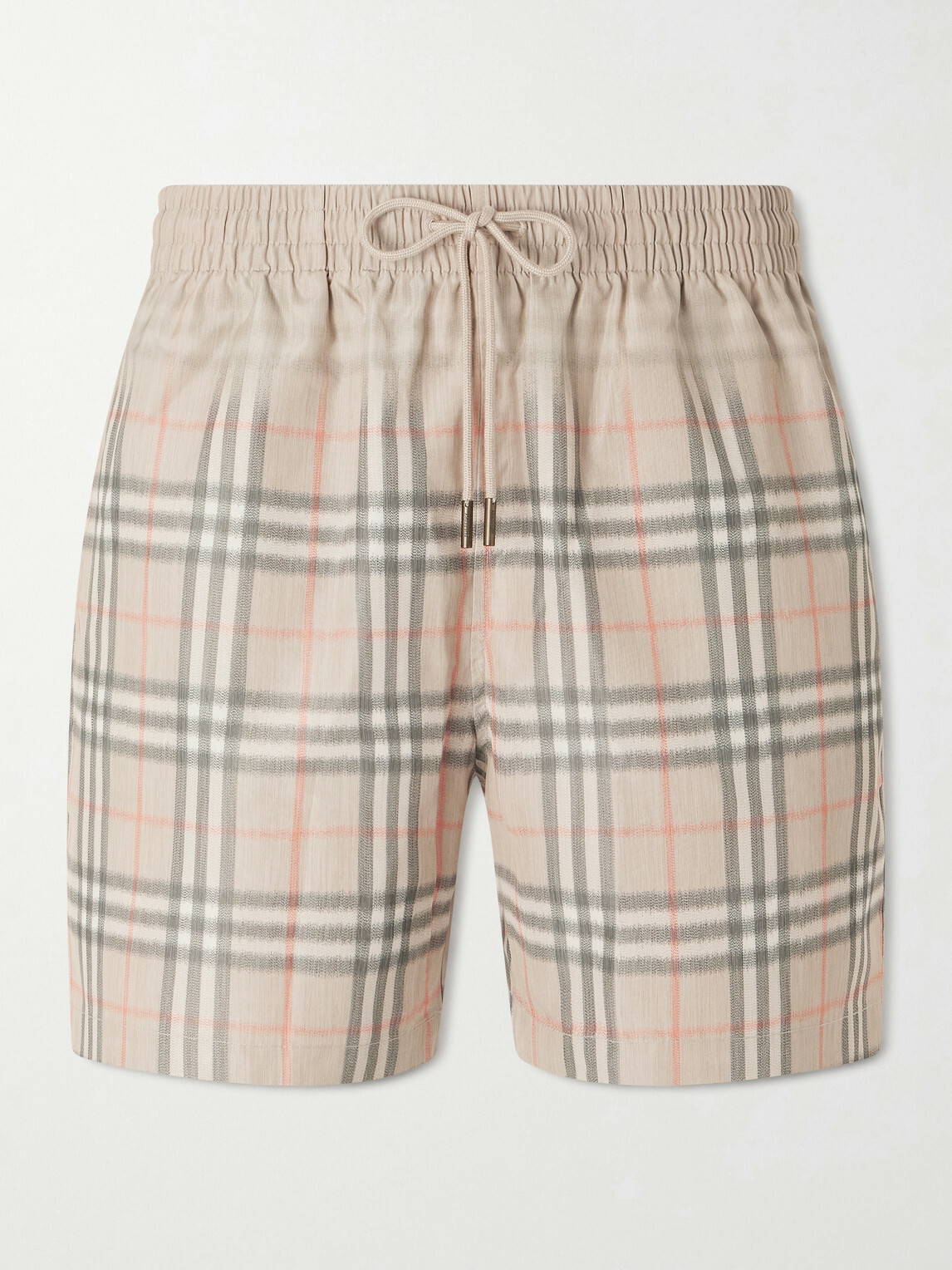Burberry - Straight-Leg Mid-Length Checked Swim Shorts - Neutrals