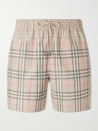 Burberry - Straight-Leg Mid-Length Checked Swim Shorts - Neutrals