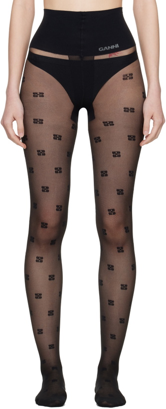 Photo: GANNI Black Butterfly Lace Tights