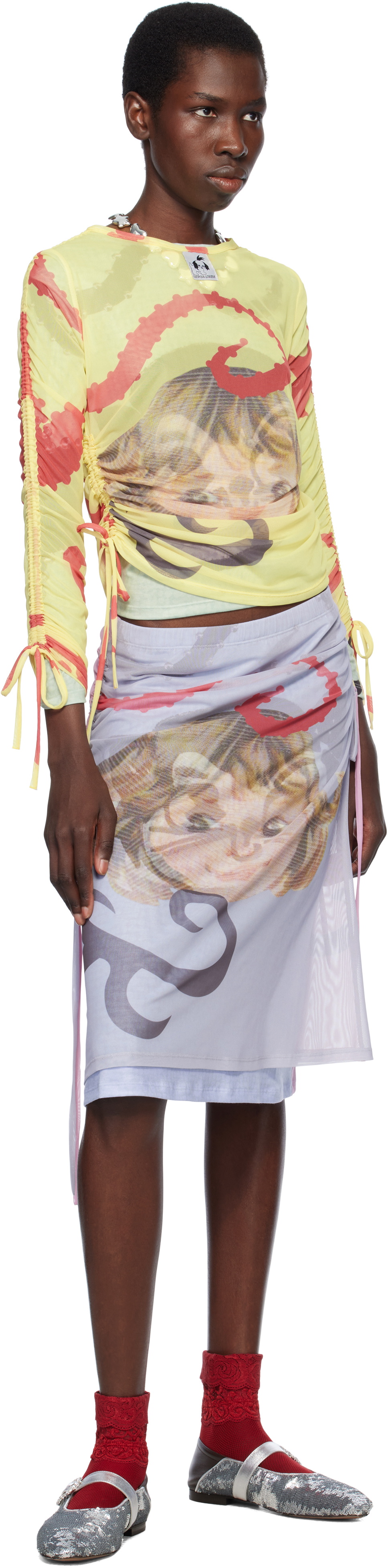Chopova Lowena Purple & Blue Sam Cat Ballast Midi Skirt