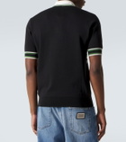 Dolce&Gabbana Embroidered striped silk and cotton polo shirt