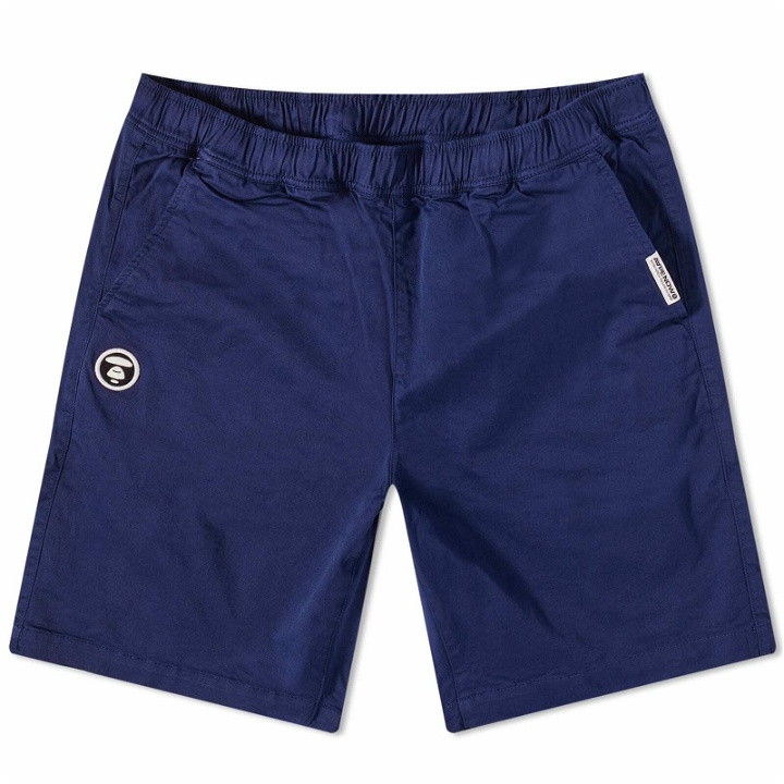 Photo: Men's AAPE Now Badge Sweat Shorts in Medieval Blue