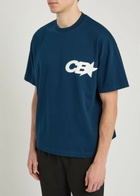 Cole Buxton Star Racing Logo-print Cotton T-shirt Navy