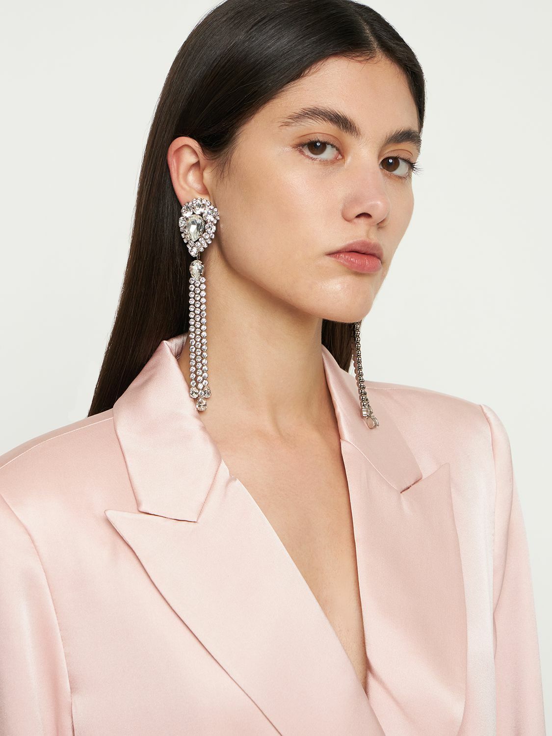 Rose Cameo Earrings W/ Crystal Fringes