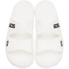 GCDS White Rubber Slider Sandals