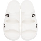 GCDS White Rubber Slider Sandals