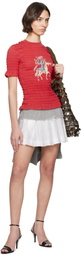 Conner Ives Red Camelot Shirred T-shirt