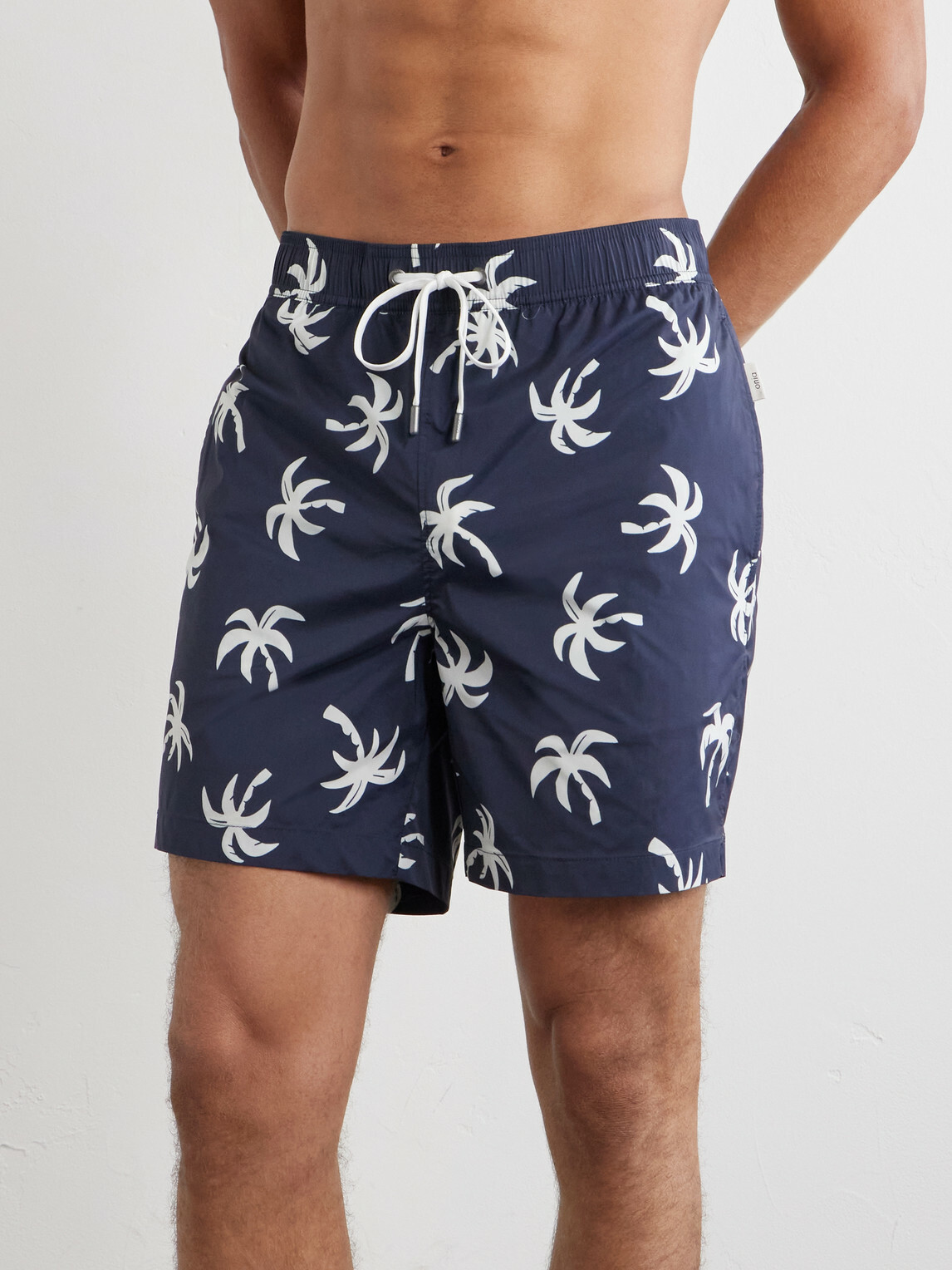 Onia - Charles Straight-Leg Mid-Lenght Printed Swim Shorts - Blue
