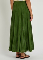 Vince Crinkled Plissé Cotton-blend Maxi Skirt Green
