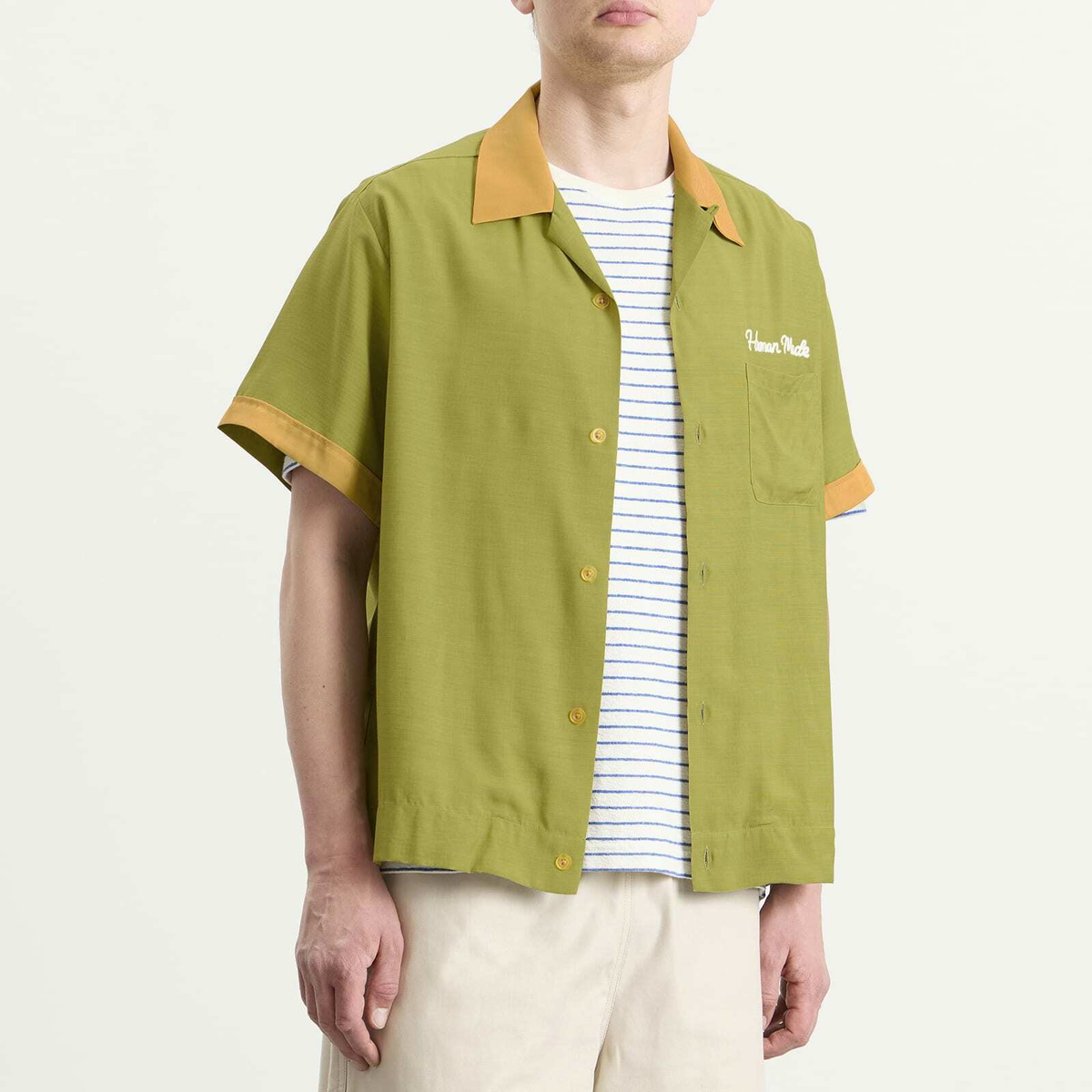 Human Made Men's Chain Stitched Bowling Shirt in Green