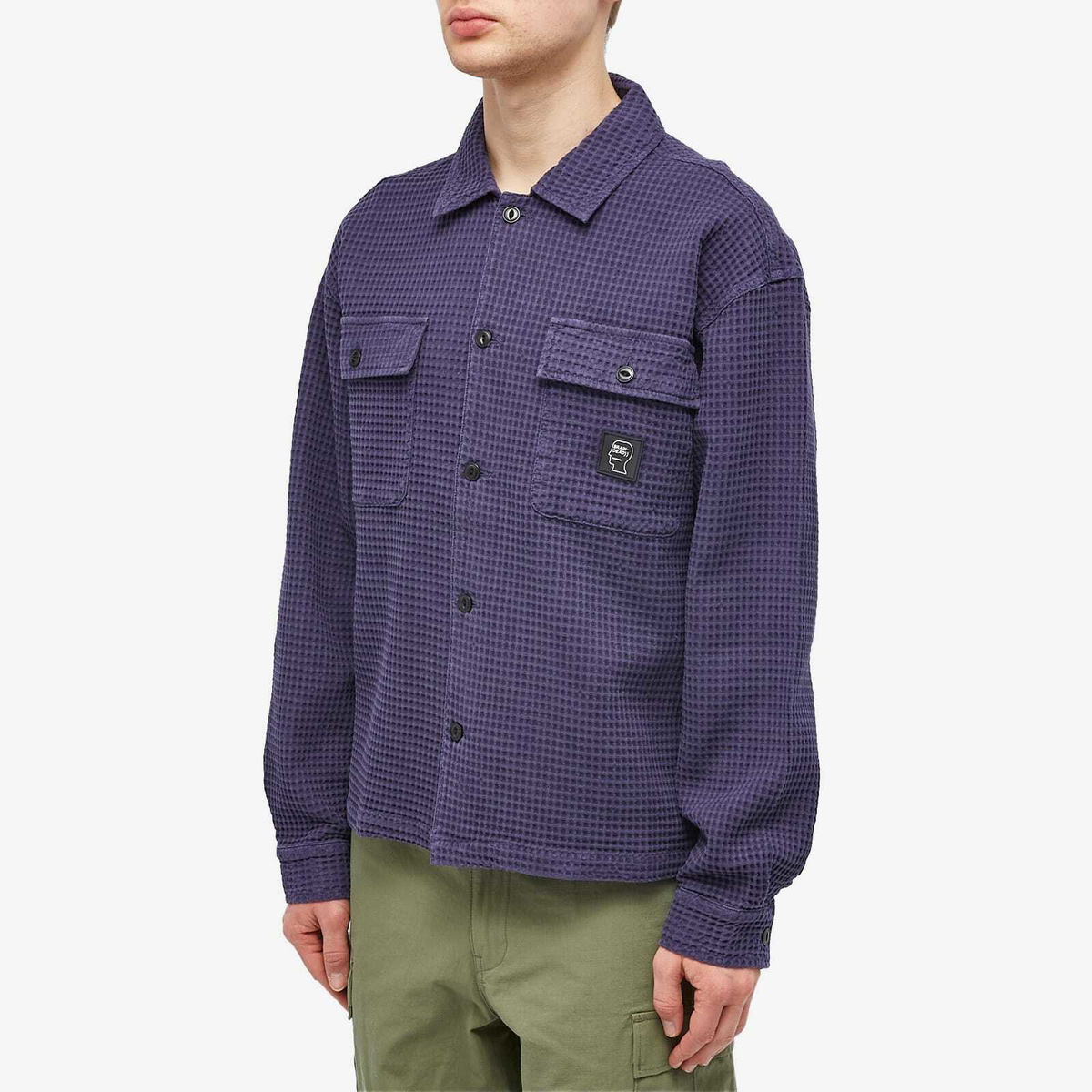 Brain Dead Men's Waffle Button Overshirt in Navy Brain Dead