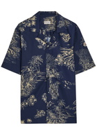 Moncler Printed Cotton-poplin Shirt Navy