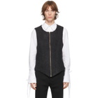 Palomo Spain Black Wool Zip-Front Vest