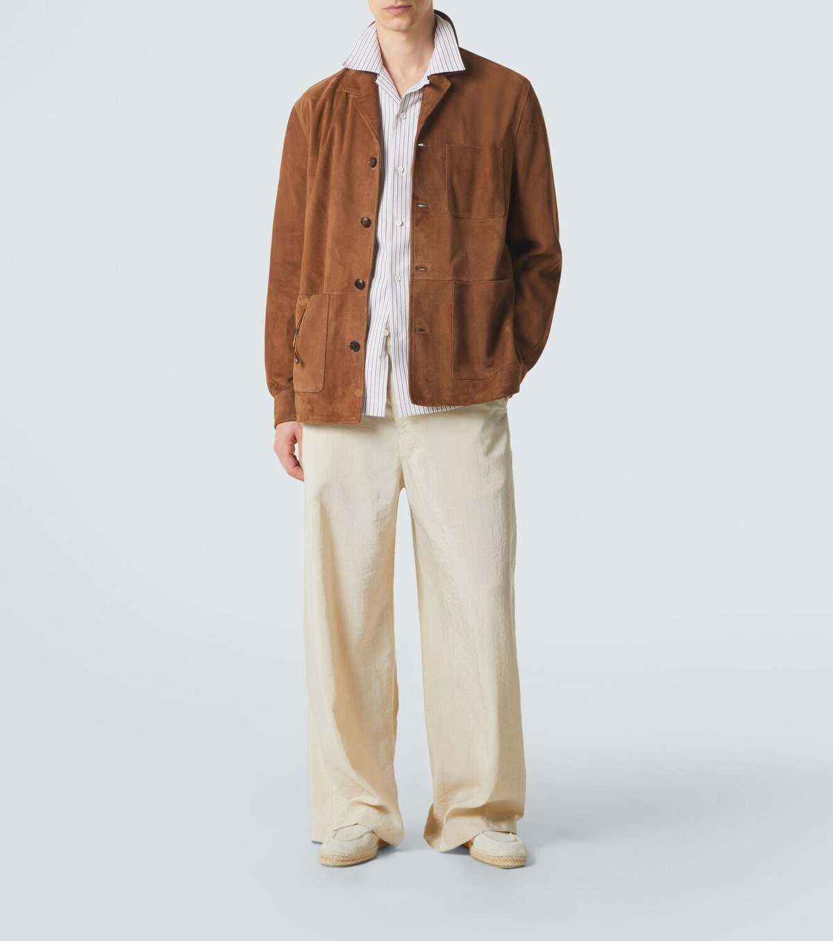 Umit Benan Havana striped linen and cotton shirt