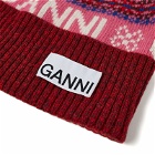 GANNI Women's Graphic Wool Beanie in Multicolour