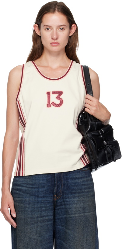 Photo: Acne Studios Off-White Embroidered-Logo Tank Top