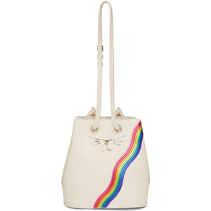 Charlotte Olympia Off-White Rainbow Feline Bucket Bag Charlotte
