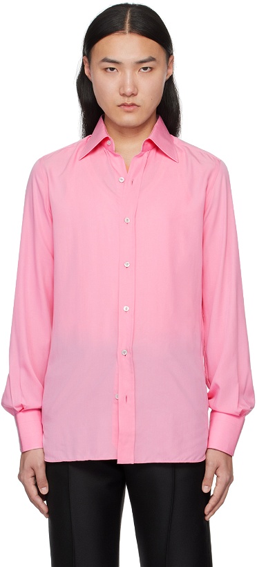 Photo: TOM FORD Pink Spread Collar Shirt