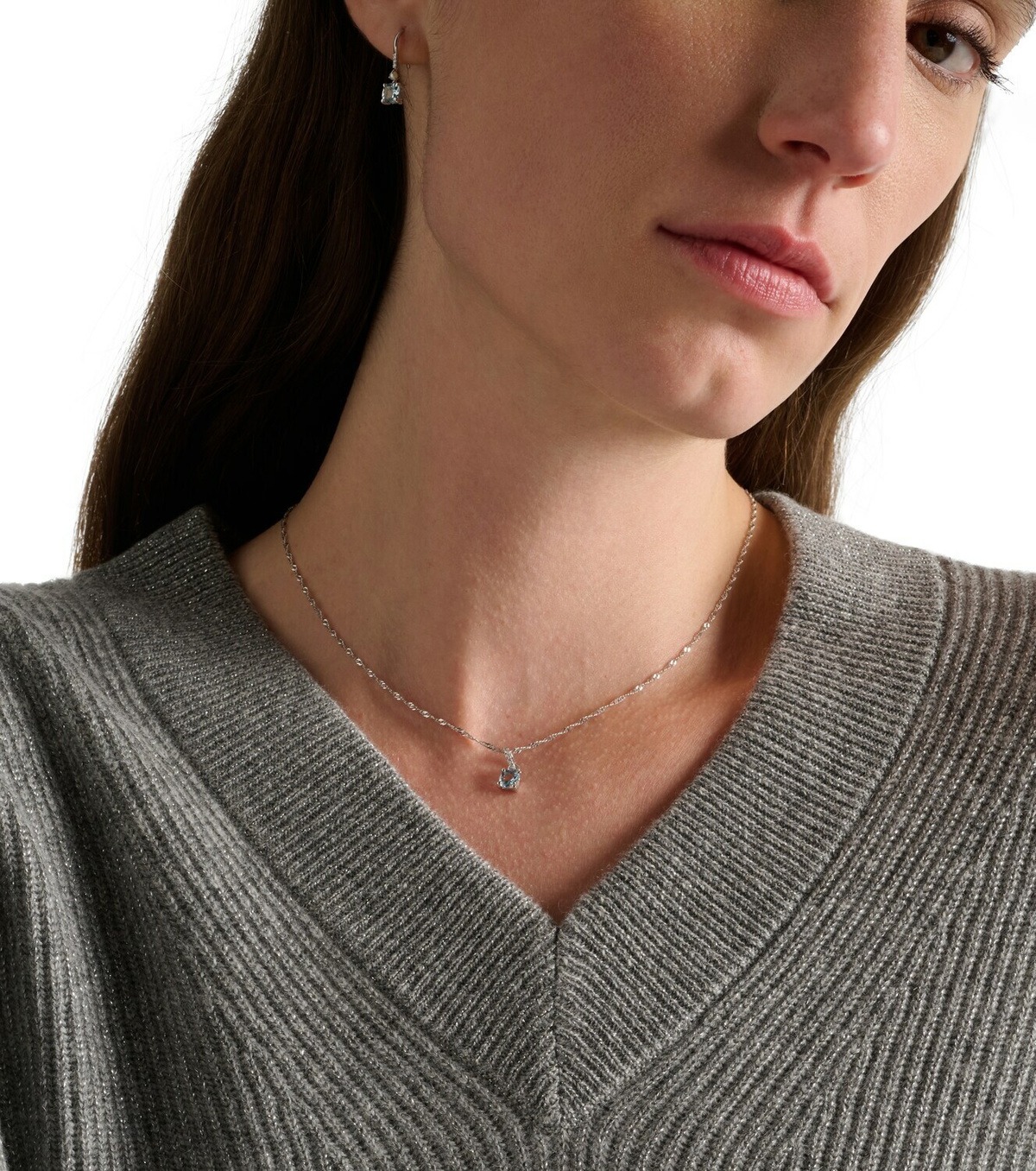 Stone and Strand Le Bleu 14kt white gold necklace with diamonds and aquamarine