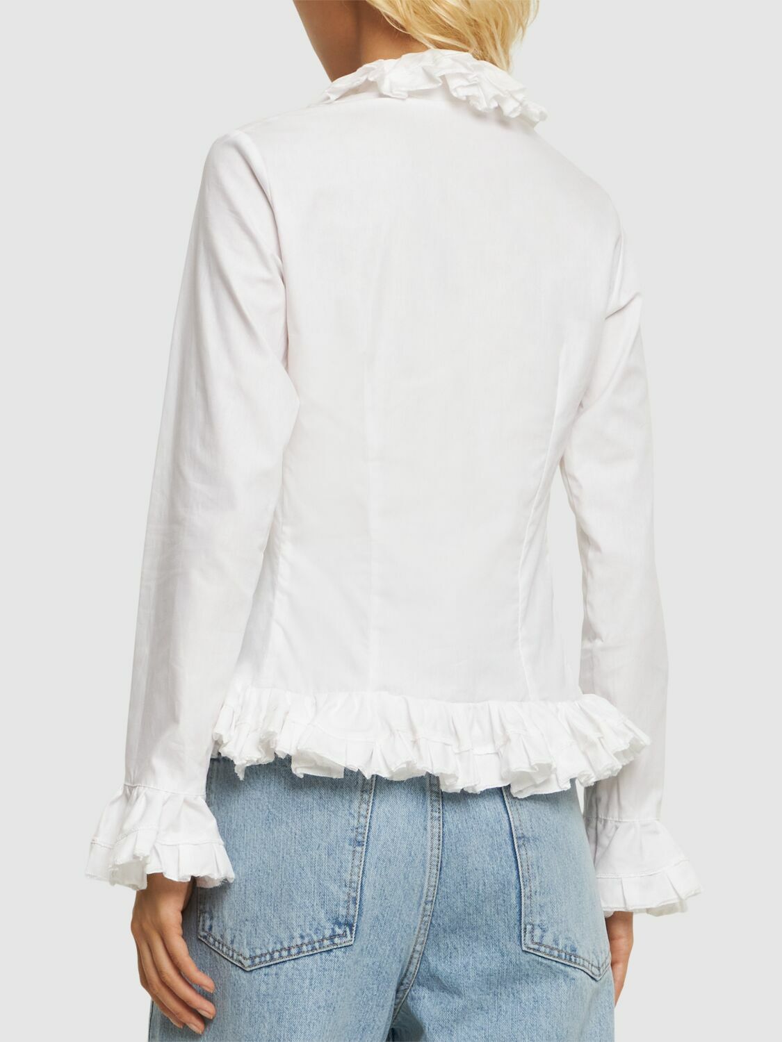 LUDOVIC DE SAINT SERNIN Ruffled Poplin Long Sleeve Shirt