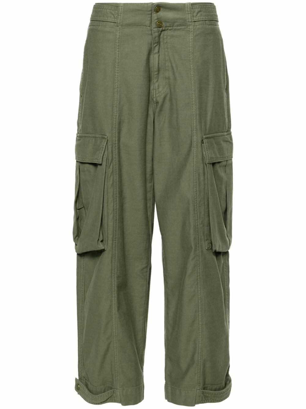 Cargo Trousers With Zipped Hems - Forest Green