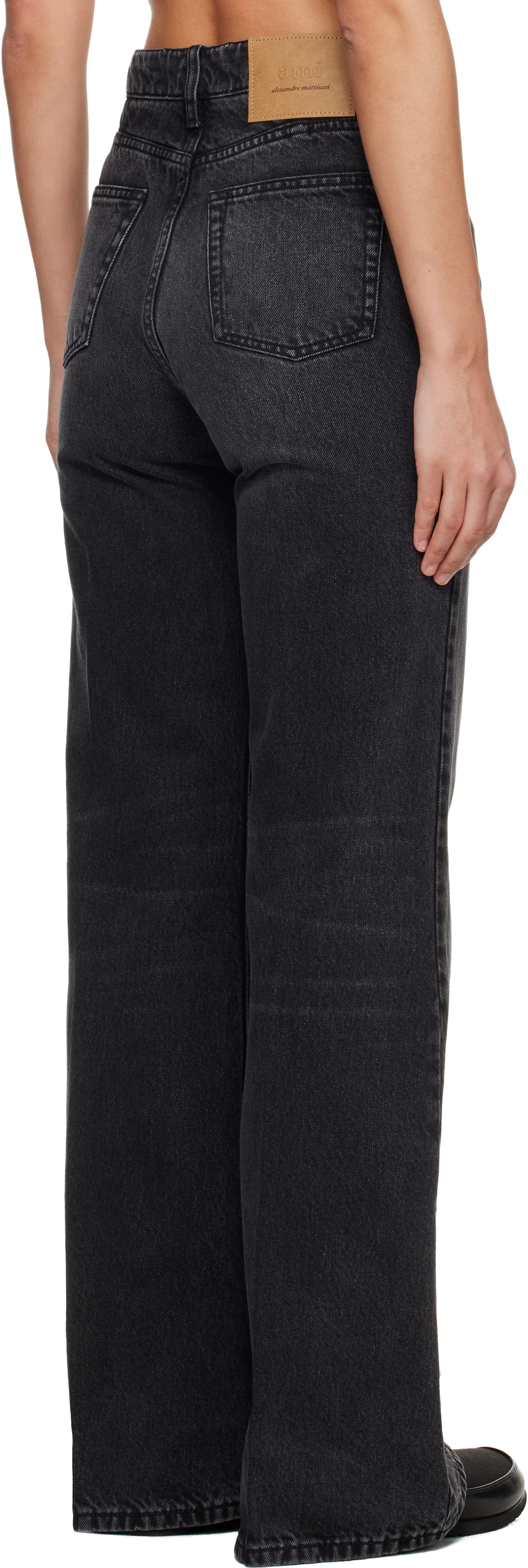 AMI Paris Black Cotton Flare-Fit Jeans