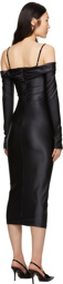 Versace Jeans Couture Black Ruched Midi Dress