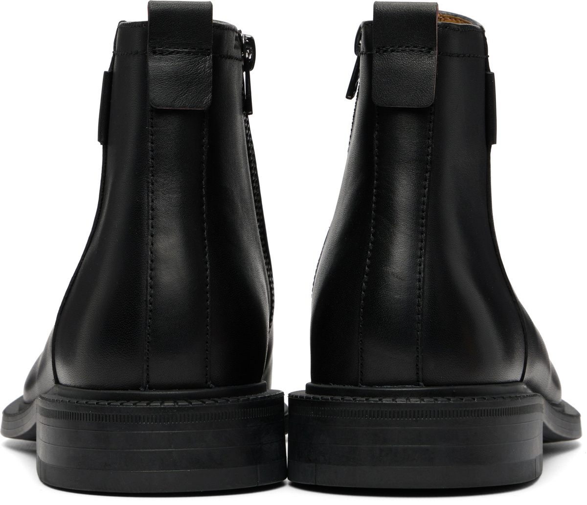 Hugo Black Leather Logo Trim Boots