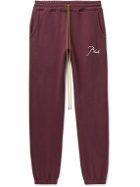 Rhude - Tapered Logo-Embroidered Cotton-Jersey Sweatpants - Burgundy