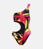 Louisa Ballou - Half Moon cutout printed swimsuit