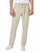MC2 Saint Barth Man Off-white Linen Calais Pants With Drawstring