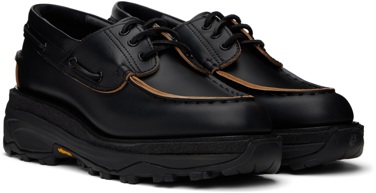 sacai Black Leather Boat Shoes Sacai