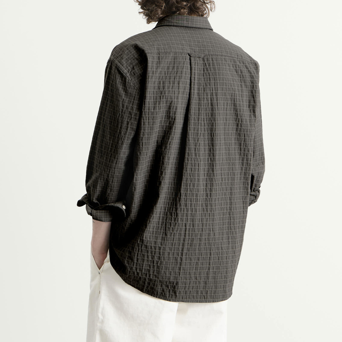 Foret Men's Scout Micro Check Shirt in Faded Black Check